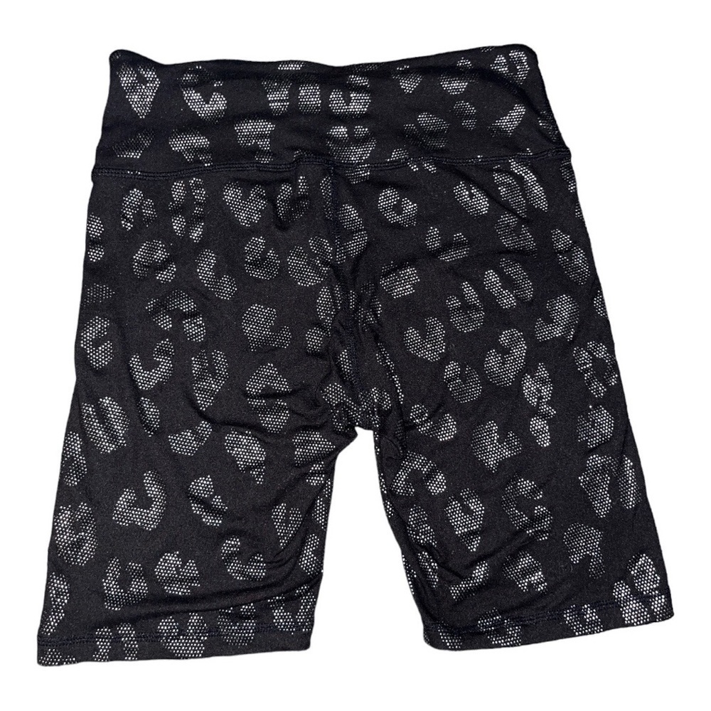 Nwot Black & Silver Animal Print Embellished Biker Shorts Size Medium - Picture 2 of 4